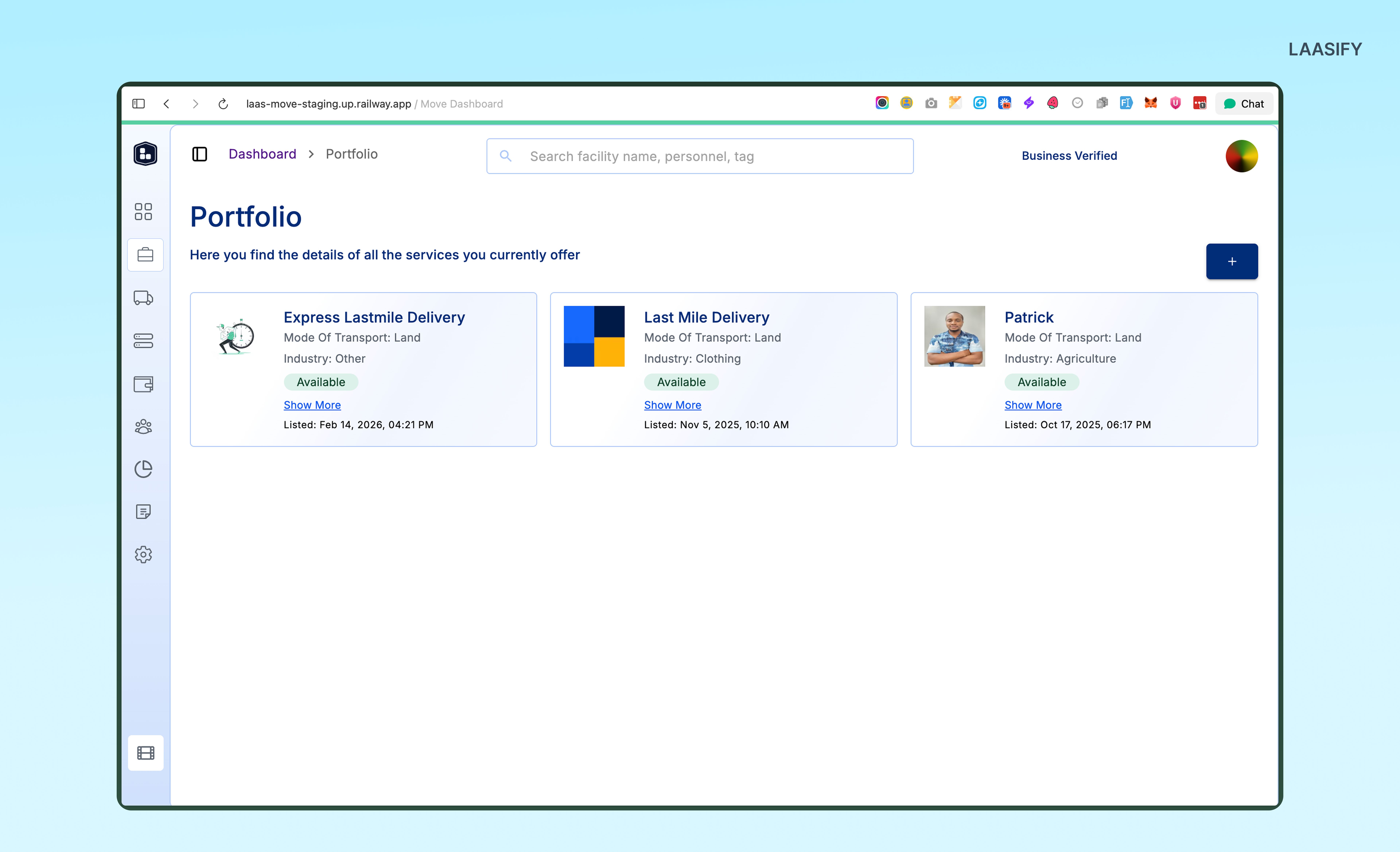 Move service listing form